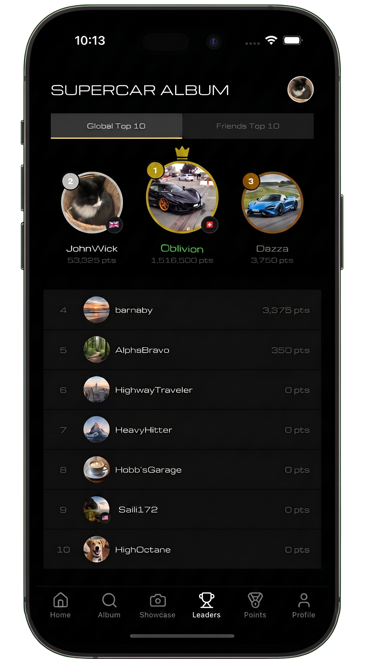 Leaderboard screen