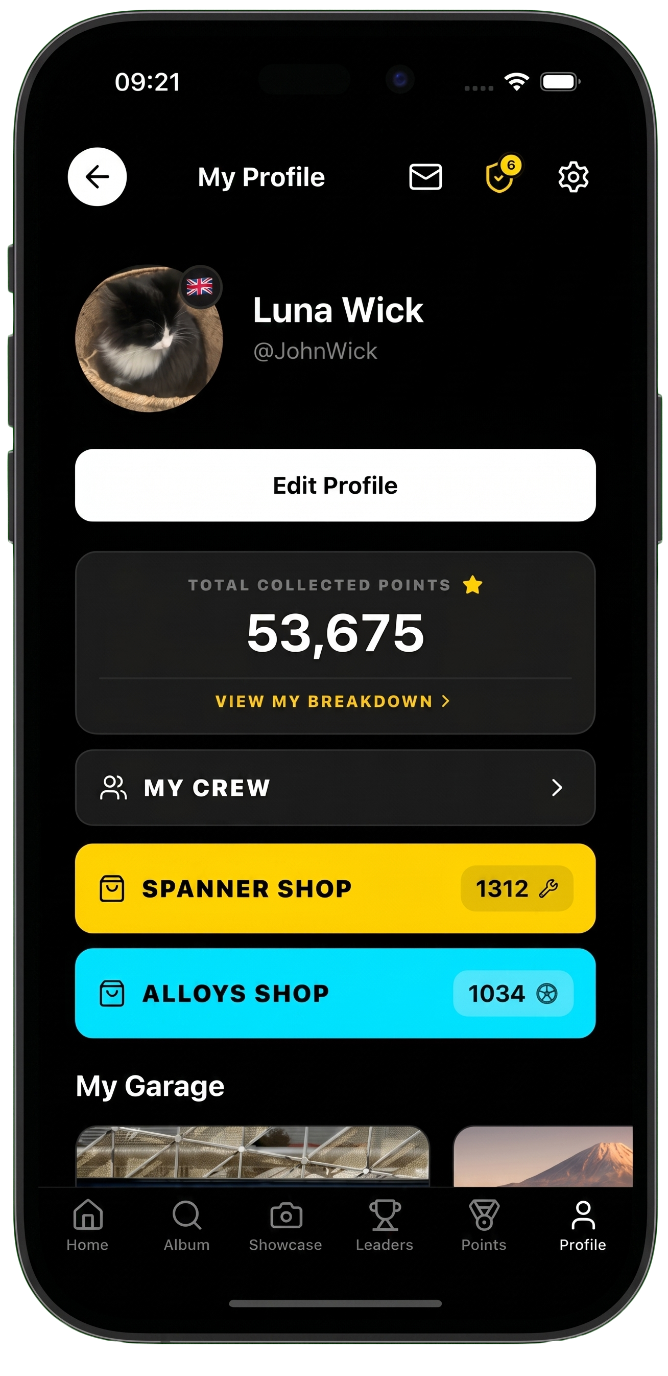 Profile screen